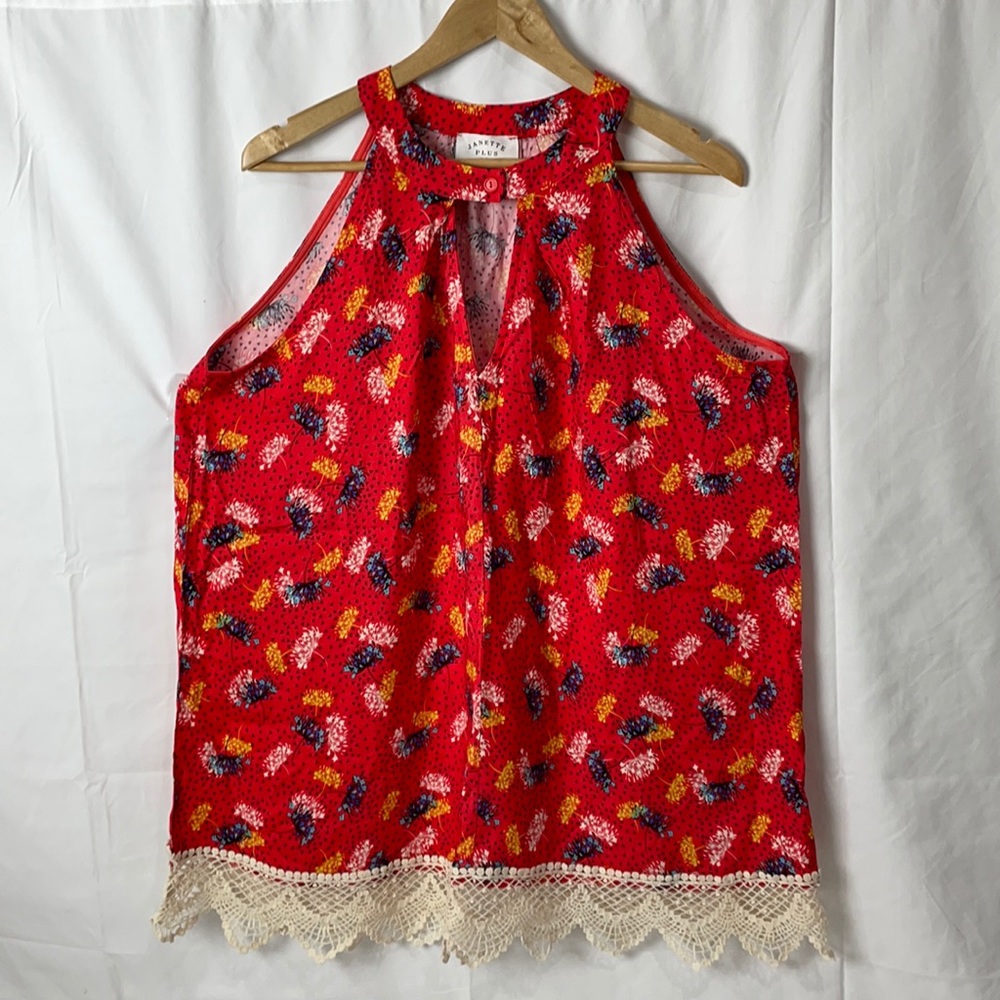 Janette Plus Halter Neck Choker Top Size 3X